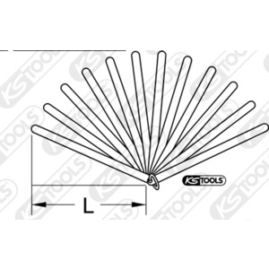 Piston tolerance gauge, 8 blades, 0,05-0,5mm, 150mm