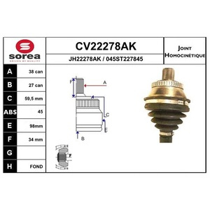 Jeu de joints, arbre de transmission