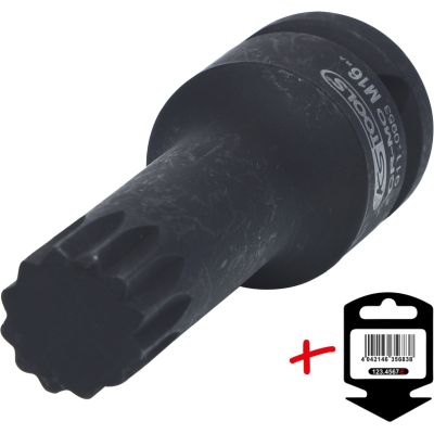 KS TOOLS 911.0953-E - 1/2" Impact bit socket for spline( XZN) screws, long, M16