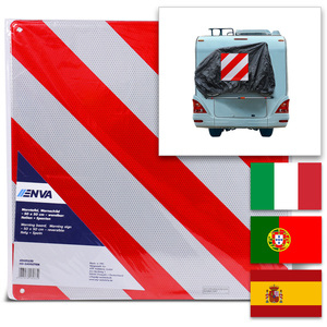 Panneau de signalisation, panneau d'avertissement - 50 x 50 cm - réversible : Italie + Espagne