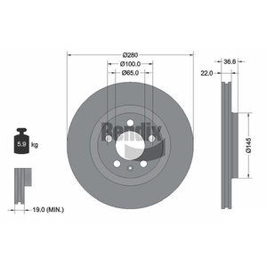 1x disque de frein ventilé avant