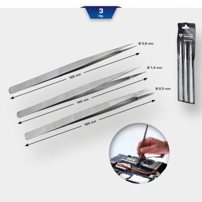 Brilliant Tools BT067905 - Tweezers set, 3 pcs