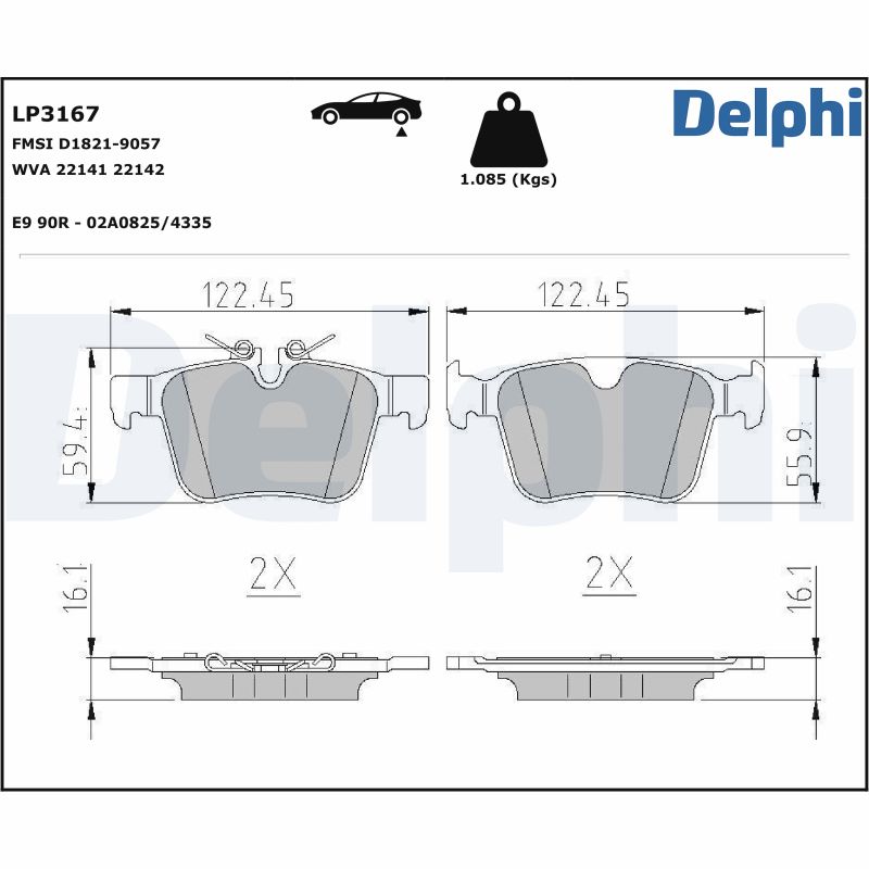 DELPHI LP3167 - Plaquettes de frein arrière (jeu) 1