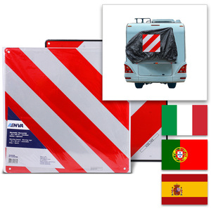2x panneau de signalisation, panneau d'avertissement - 50 x 50 cm - réversible : Italie+Espagne