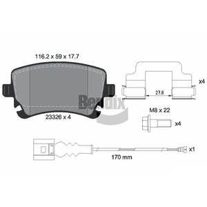 Jeu de plaquettes de frein arrière avec contact d'avertissement