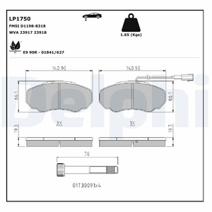 Kit de plaquettes de frein, frein à disque