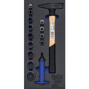 Garniture pour servante d'atelier 1/3 : Jeu de poinçons, marteau - 15 pcs.