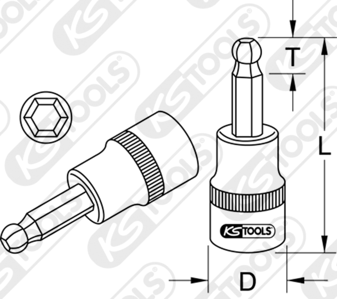 KS TOOLS 917.3863 - douille à embout 3/8" à six pans creux à tête sphérique, 6mm 1