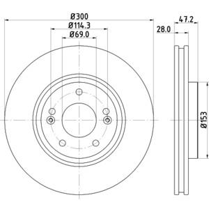 Disque de frein ventilé à l'avant