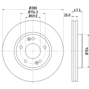 Disque de frein ventilé à l'avant