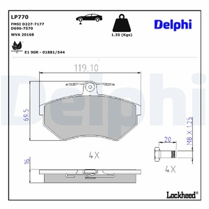 Kit de plaquettes de frein, frein à disque