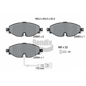 Jeu de plaquettes de frein avant avec contact d'avertissement