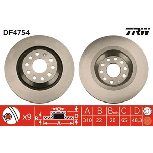 Disque de frein essieu arrière ventilé