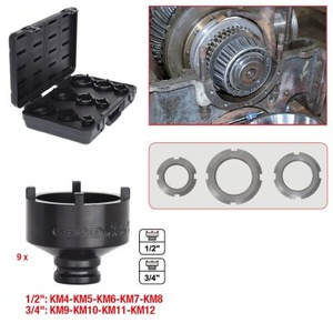 Socket set for KM groove nuts, studs exterior, 9 pcs