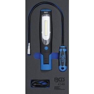 Garniture pour servante d'atelier 1/3 : lampe à main et lampe à levier magnétique - 3 pièces