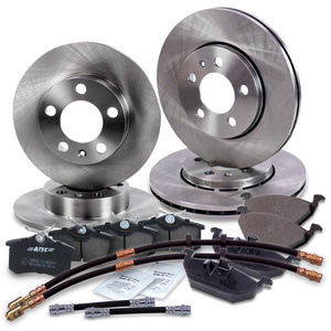 Disques de frein+plaquettes+tuyaux de frein AV+AR