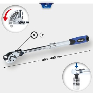 1/2" telescopic reversible ratchet with flexible head