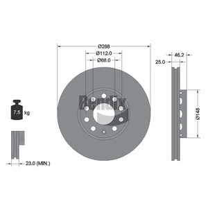 1x disque de frein ventilé avant