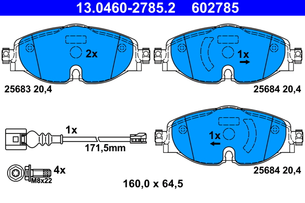 ATE Set Accessori Pastiglia Freno a Disco per VW Golf VI 5K1 1.4 1K1 365 2.0