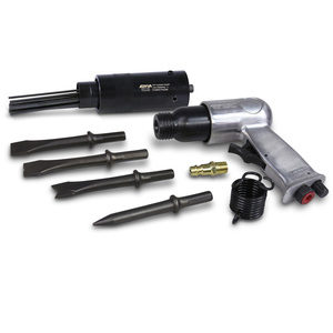 Jeu de burins à air comprimé 6 pces. + Dérouilleur d'aiguilles à air comprimé