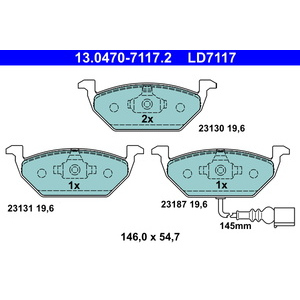 CERAMICJeu de plaquettes de frein avant avec contact d'avertissement