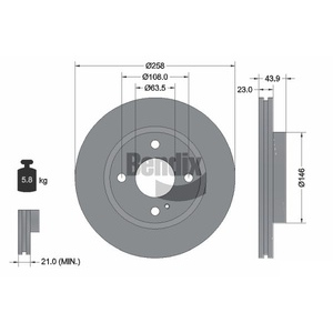 1x disque de frein ventilé avant