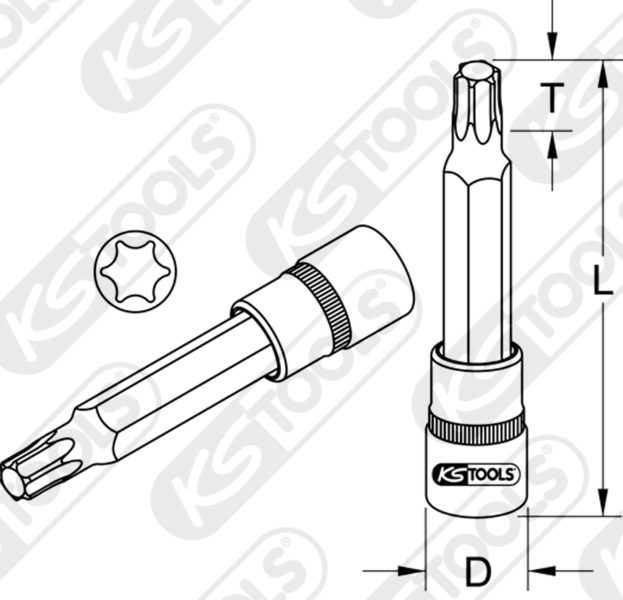 KS TOOLS 911.1528 - 1/2" Bit socket Torx, long, T55 2