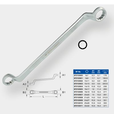 Brilliant Tools BT012906 - Double ring spanner, offset, 18 x 19 mm
