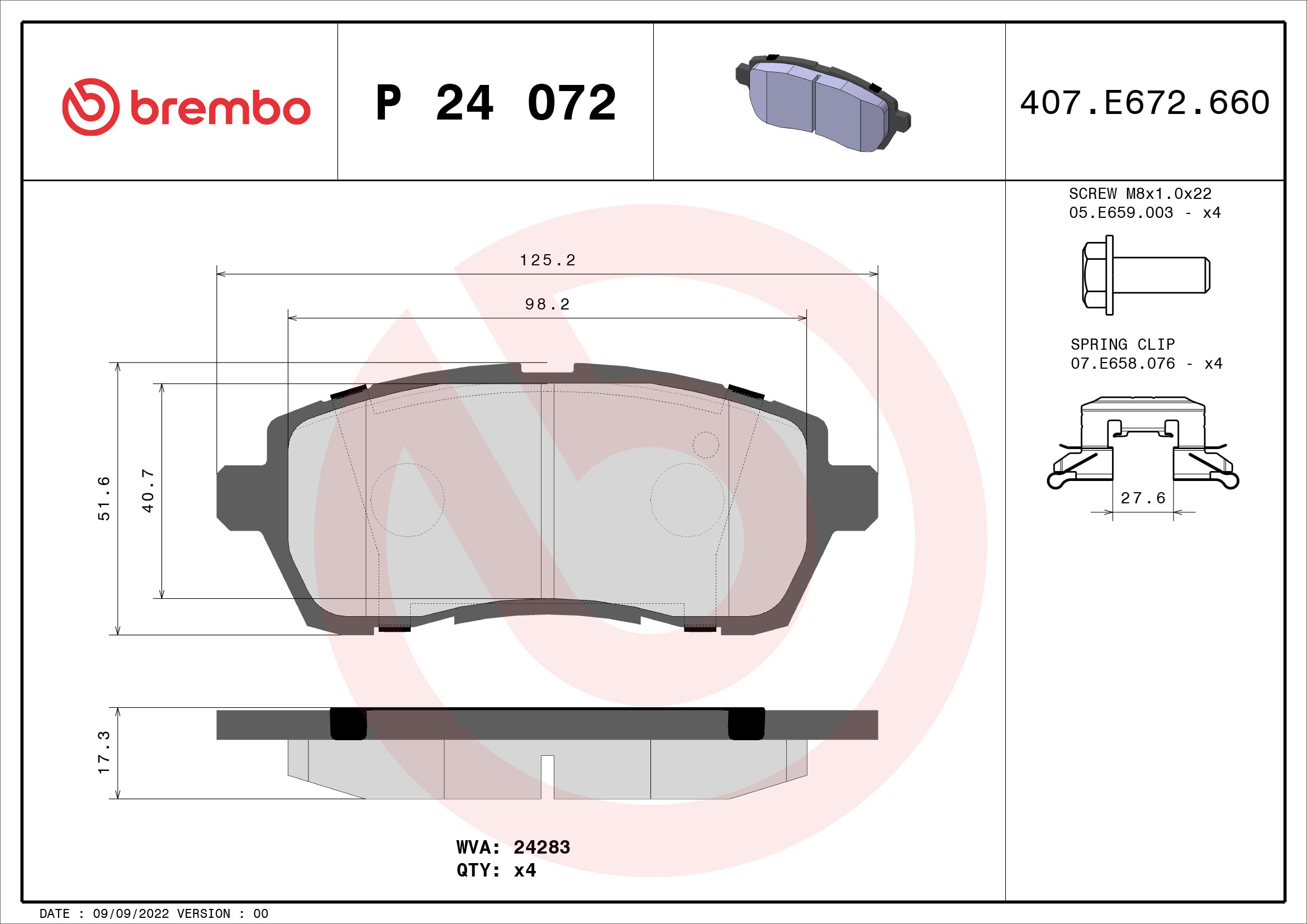 Indicatore Usura Pastiglie Freno Anteriore Posteriore Classe A B C CLK SLK M