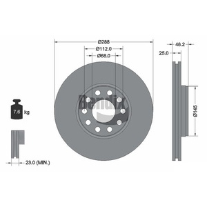 1x disque de frein ventilé avant