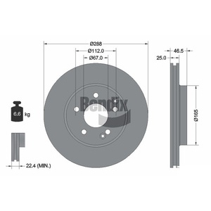1x disque de frein ventilé avant