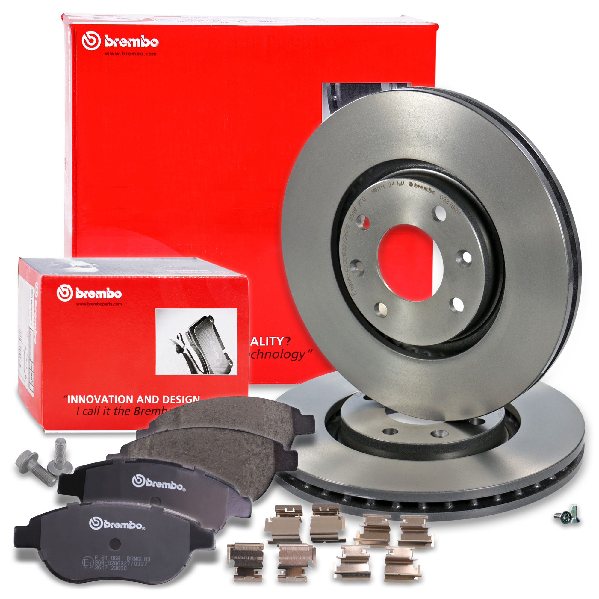 Brembo P 61 098 Pastiglie Freno Anteriori - Kit Con Bulloni - Larghezza 130.9 Mm - 2