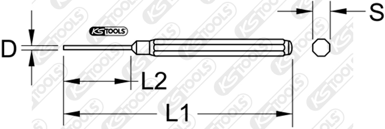 KS TOOLS 156.0115 - Pin punch octagonal shaft, mirror polished, Ø 6mm