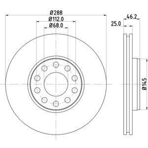 Disque de frein ventilé à l'avant