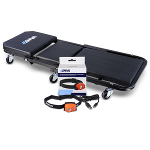 Planche à roulettes de montage - tabouret d'atelier + lampe frontale à LED 400 lumens