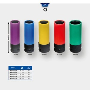 1/2" impact socket for aluminium rims, 21 mm