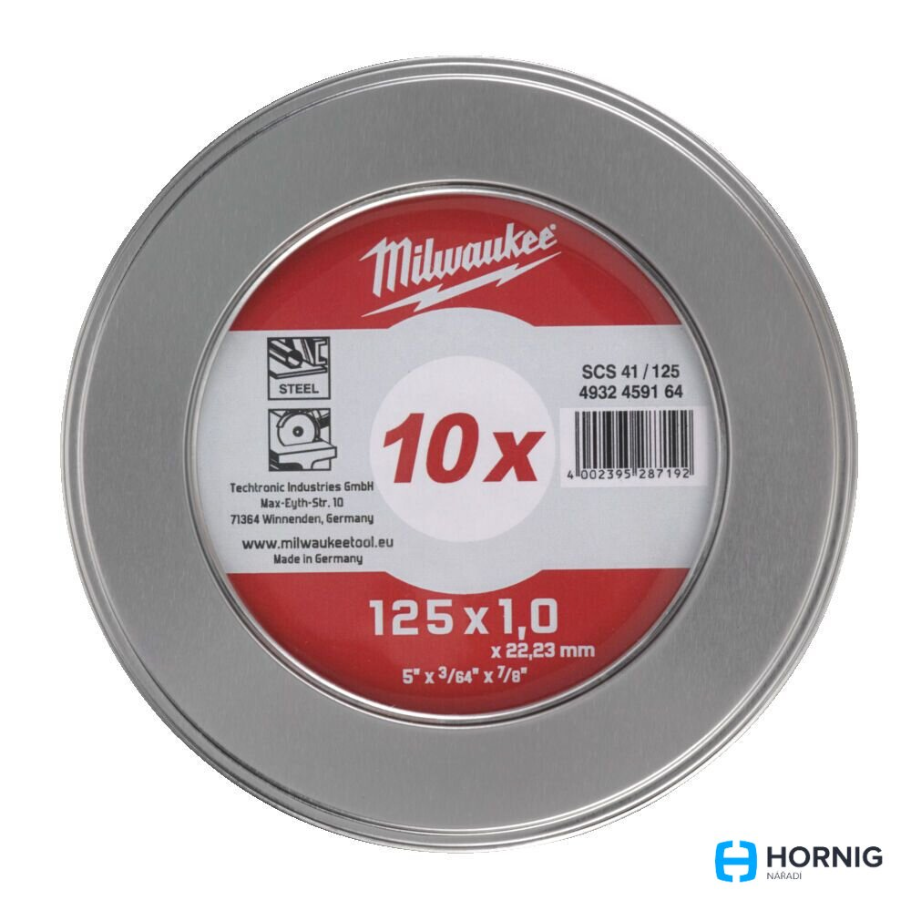 Disc de taiere pentru metal 125X1 PRO +/10 în cutie metalica MILWAUKEE MW4932478998